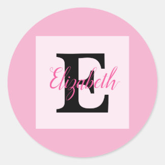 Sticker Rond Minimalist typography monogram name 