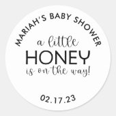 Sticker rond minimaliste Baby shower miel classiqu (Devant)