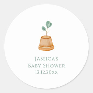 Sticker Rond Minimaliste Bohème Little Sprout Garden Baby Showe