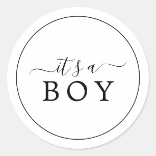 Sticker Rond Minimaliste C'est un chevalet de Baby shower garço