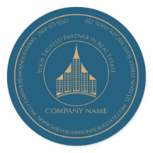 Minimaliste chic bleu, agent immobilier Brown