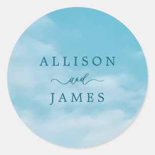Sticker Rond Minimaliste Ciel Bleu Juste Amour Casual