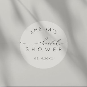 Sticker Rond Minimaliste Douce Grey Fête de Mariage
