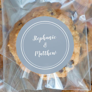 Sticker Rond Minimaliste Dusty Blue Mariage marié Groom Favoris