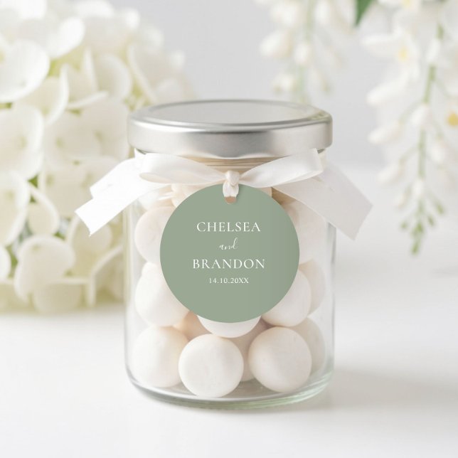 Sticker Rond Minimaliste Élégant Boho Vert Sauge Mariage (Créateur téléchargé)