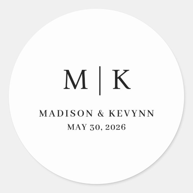 Sticker Rond Minimaliste et Chic | Mariage  (Devant)