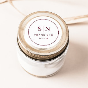 Sticker Rond Minimaliste et Chic   Mariage Blanc et Bourgogne