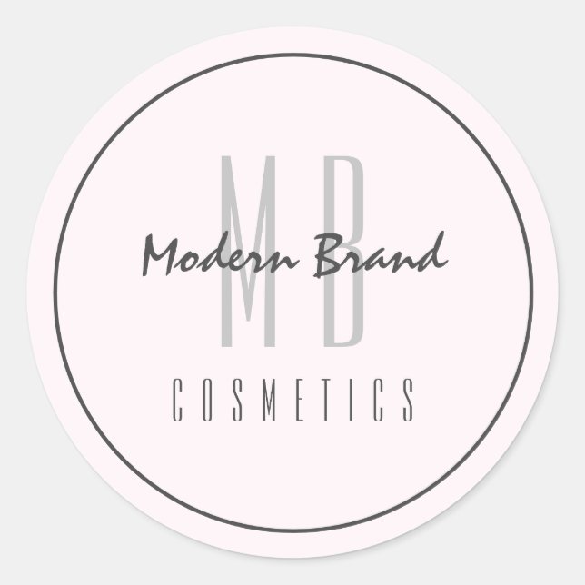 Sticker Rond Minimaliste gris rose chic affaires moderne (Devant)
