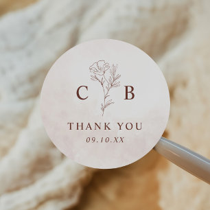 Sticker Rond Minimaliste moderne floral croquis élégant mariage