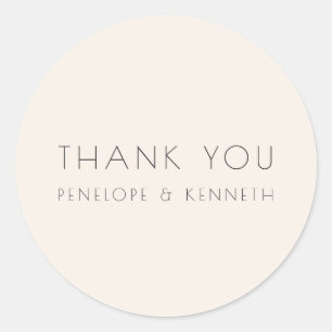 Sticker Rond Minimaliste Moderne Ivoire Simple Mariage Remercie