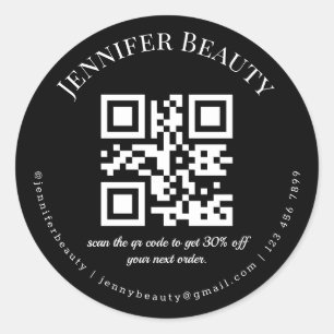 Sticker Rond minimaliste qr code petite entreprise beauté noir