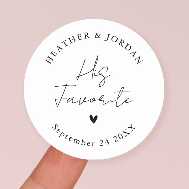 Sticker Rond Minimaliste Ses Favoris De Mariage Favoris Favoris (Créateur téléchargé)