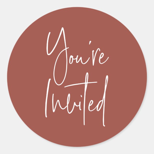 Sticker Rond Minimaliste Terracotta Vous êtes Invité Enveloppe  (Devant)