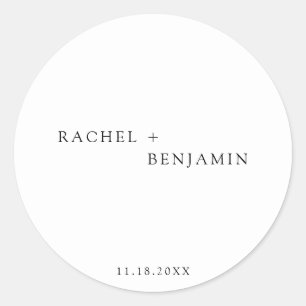Sticker Rond Minimaliste traditionnel Simple mariage noir blanc