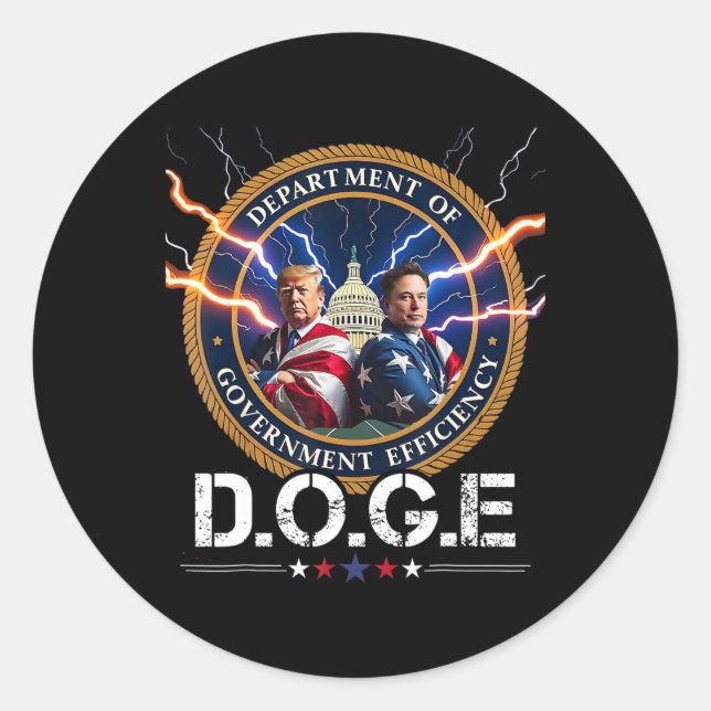 Sticker Rond Ministère De L'Efficacité Gouvernementale Doge Tru (Devant)