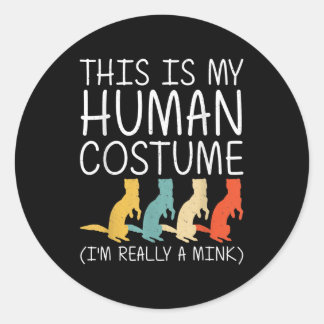 Sticker Rond Mink Halloween Costume humain Weasel Otter Facile