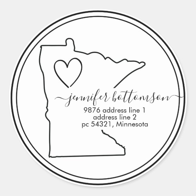 Sticker Rond Minnesota domicile adresse de retour Signature amo (Devant)