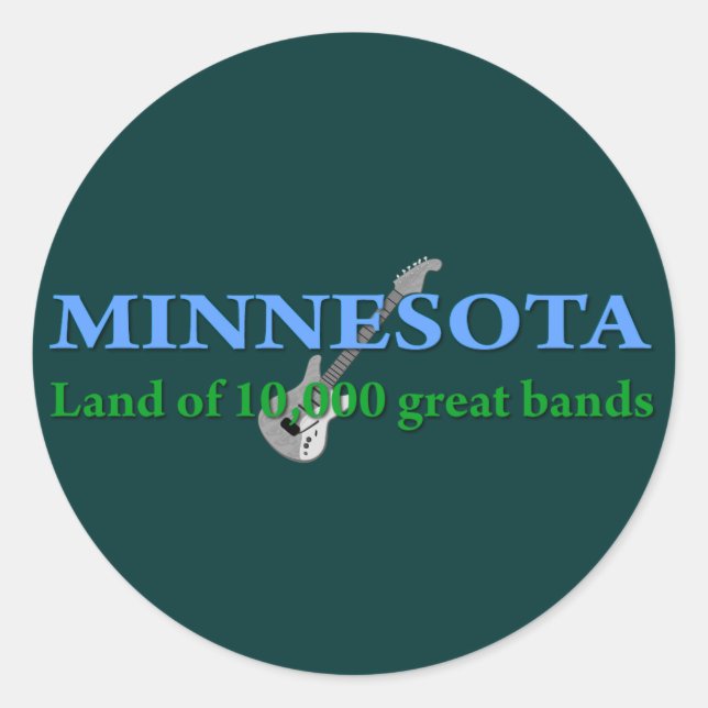 Sticker Rond Minnesota - Land of 10,000 Bands (Devant)
