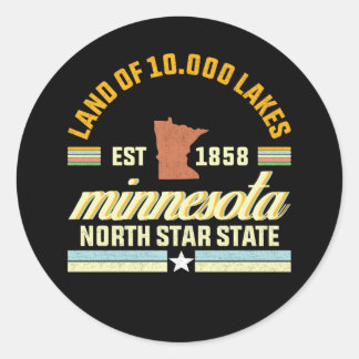Sticker Rond Minnesota Land of 10,000 Lakes