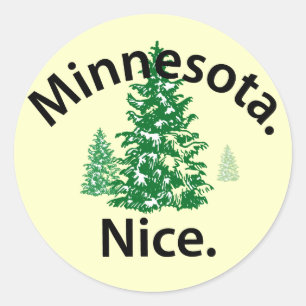 Sticker Rond Minnesota Nice. Point ! (texte noir)