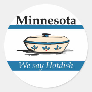 Sticker Rond Minnesota : On Dit Hotdish