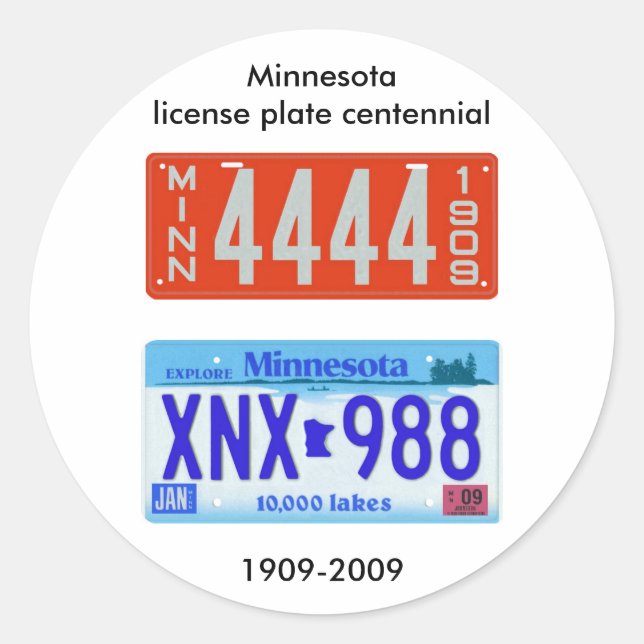 Sticker Rond Minnesota plaque d'immatriculation centenaire (Devant)