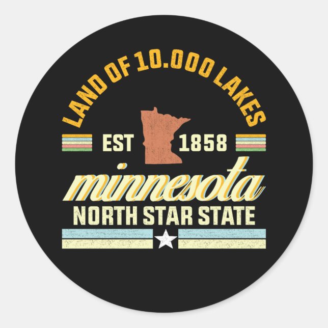 Sticker Rond Minnesota Terre des 10 000 lacs (Devant)