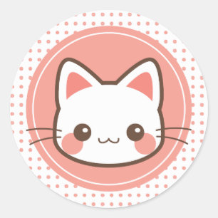 Sticker Rond Minou mignon de Kawaii