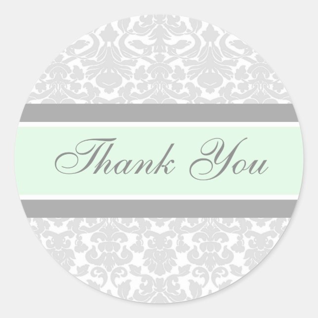 Sticker Rond Mint Damask Merci Enveloppe Mariage sceaux (Devant)