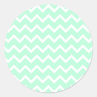 Sticker Rond Mint Green Zigzag Chevron Stripes.