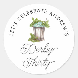 Sticker Rond Mint Julep Horse Race Derby Trente Anniversaire