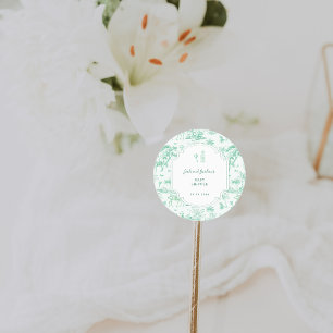 Sticker Rond Mint Safari Toile de Jouy   Baby shower