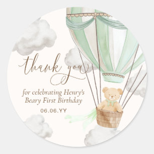Sticker Rond Mint Teddy Bear Merci Béary Premier anniversaire