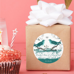 Sticker Rond Mint Turquoise Romantique Rustique Mariage Insépar