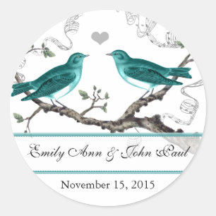 Sticker Rond Mint Turquoise Romantique Rustique Mariage Insépar