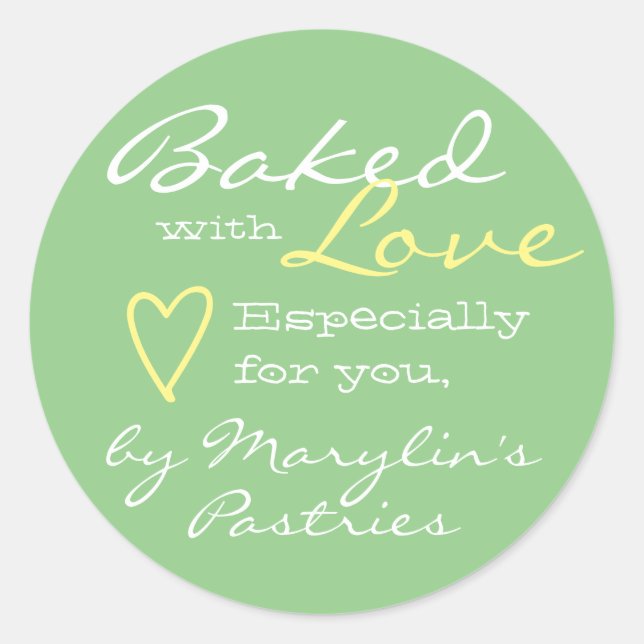 Sticker Rond Mint Vert simple fait avec amour Coeur Pastel (Devant)