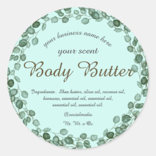 Sticker Rond minuscule aquarelle eucalyptus wreath body beurre