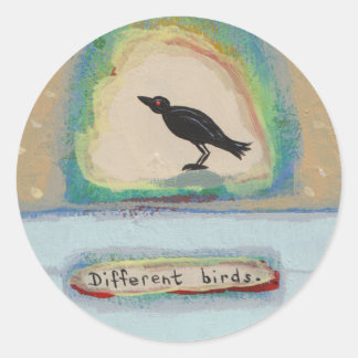 Sticker Rond Minuscule Art # 602 - Différents Oiseaux peinture