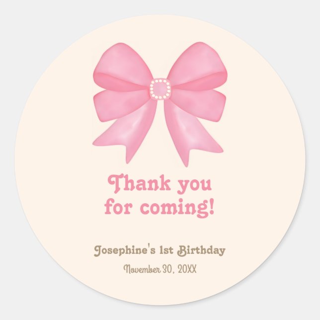 Sticker Rond Minuscule cou rose Merci d'anniversaire (Devant)