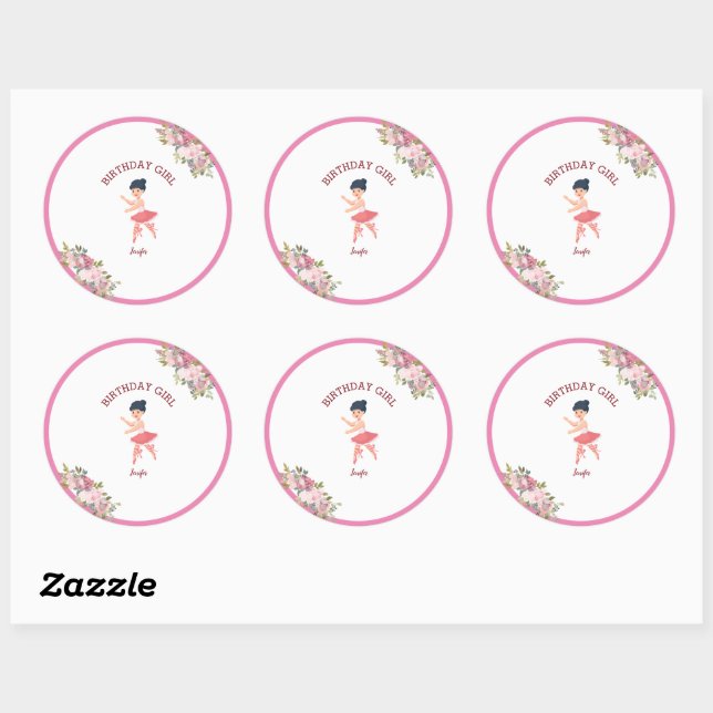 Sticker Rond Minuscule danseur | Rose rouge rose (Feuille)