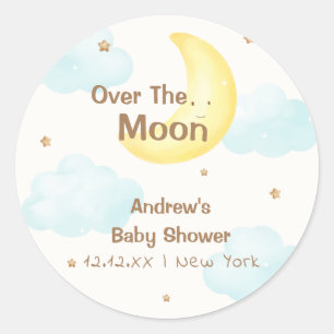 Sticker Rond Minuscule Sur Le Baby shower Lune