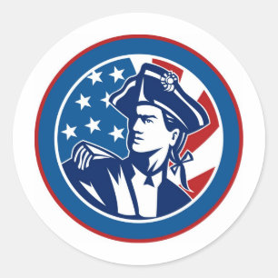 Sticker Rond Minuteman du général révolutionnaire américain