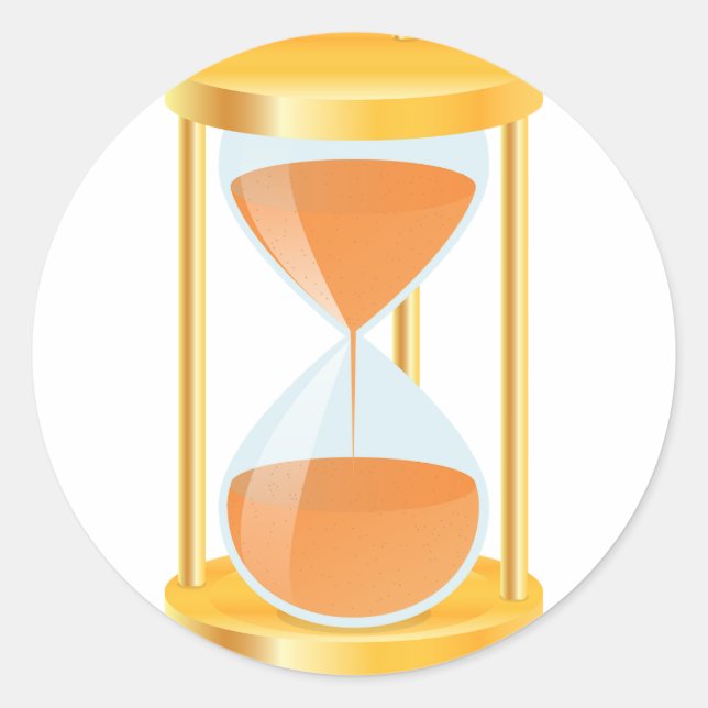 Sticker Rond Minuteur Sablier Doré avec Coulée de Sable (Devant)