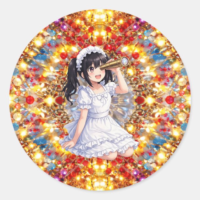 Sticker Rond Mirabella dans une lumière dorée – Mandala Kaléido (Devant)