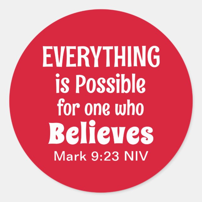 Sticker Rond Miracle Bible Verse Christian Faith Red (Devant)