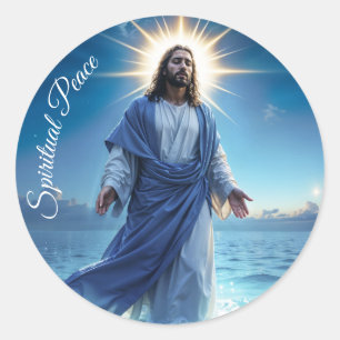 Sticker Rond Miracle de Jésus Christ paix spirituelle de l'océa