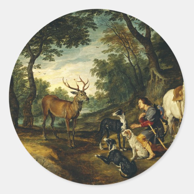Sticker Rond Miracle de saint Hubert par Pierre Paul Rubens  (Devant)