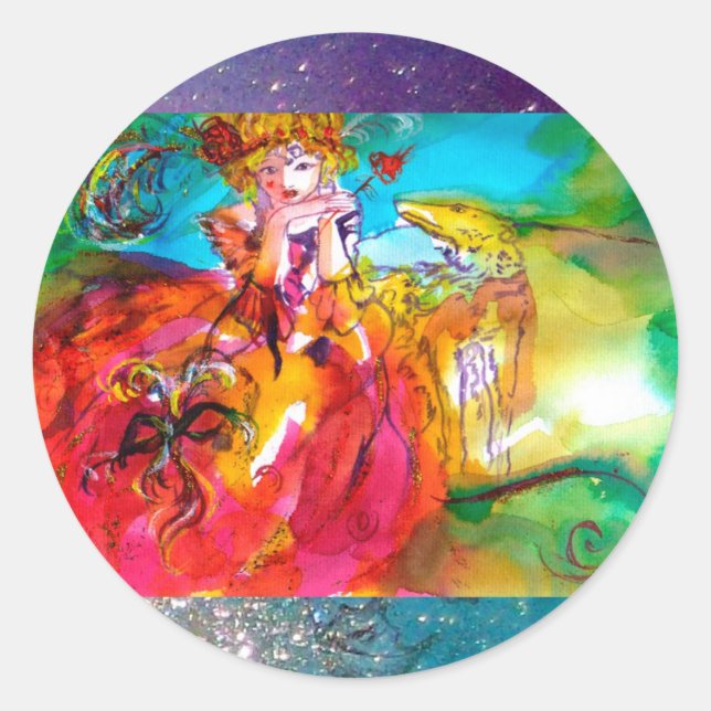 Sticker Rond MIRANDOLINA, rose, jaune fuchsia (Devant)