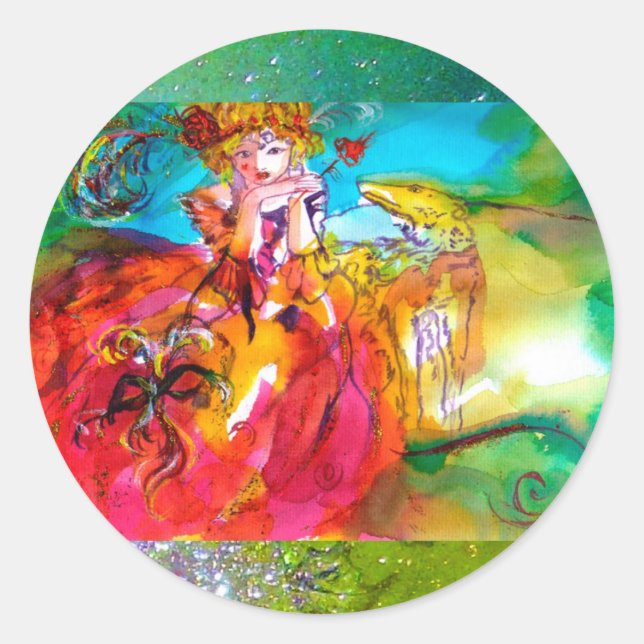 Sticker Rond MIRANDOLINA, rose, jaune fuchsia (Devant)