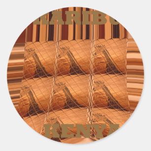 Sticker Rond Miroir africain traditionnel : Girafe tissée